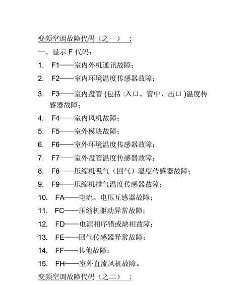 中央空调万能板故障代码解析（掌握中央空调故障代码）